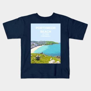 St Ives Porthmeor Cornwall. Cornish gift. Travel poster Kids T-Shirt